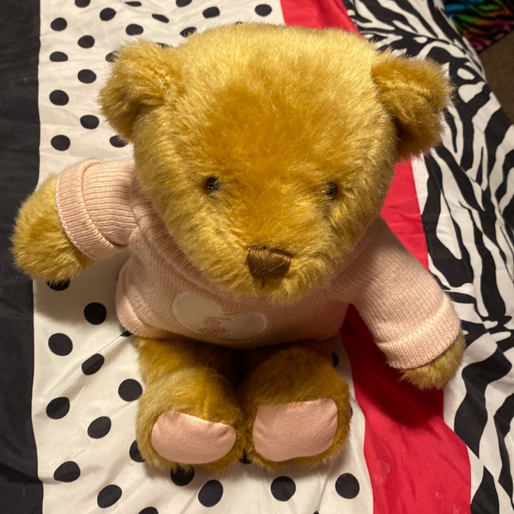 Coquette Teddy Bear wearing Pink turtle neck sweater